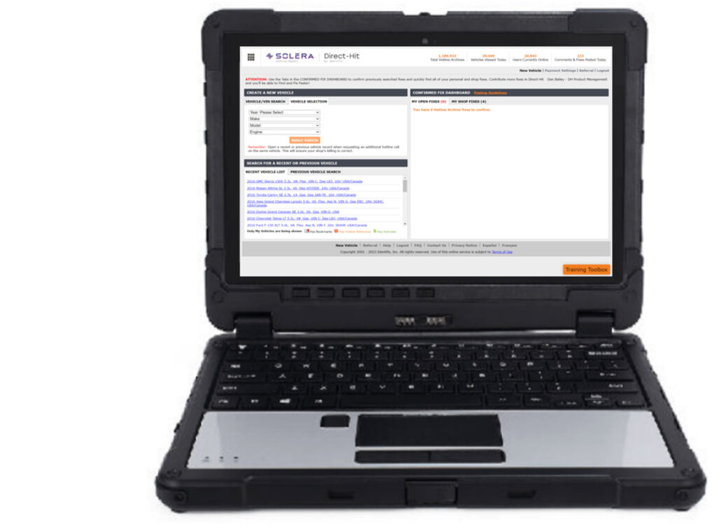 Direct-Hit® Do-It-Yourself Auto Repair Information on laptop